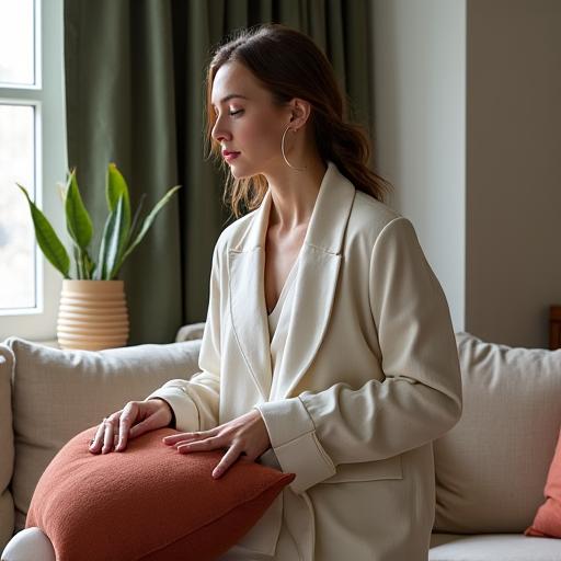 Portrett av Lena, Interiørstylist, i et innbydende stue-miljø